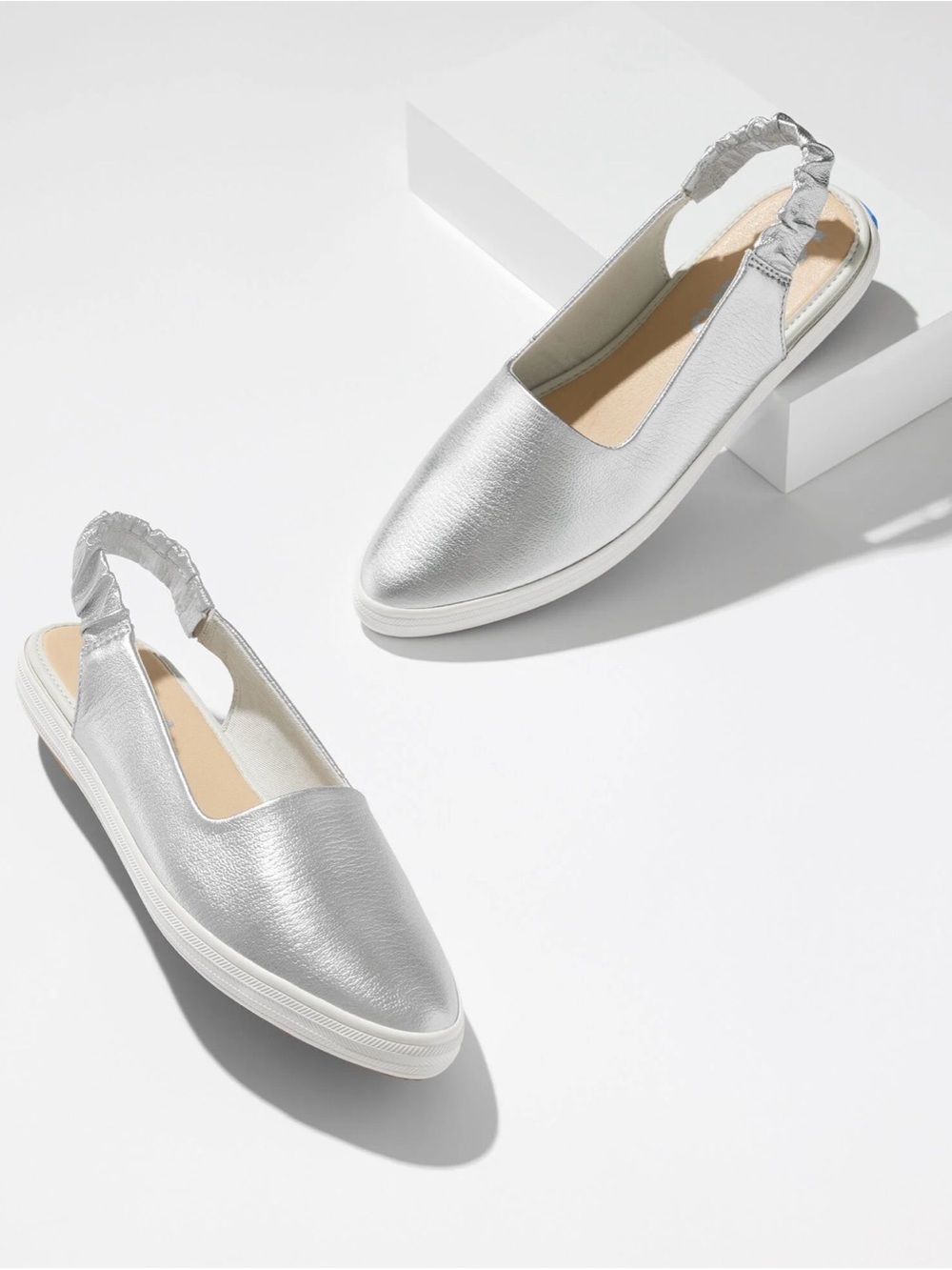 KEDS® METALLIC LEATHER POINT SLINGBACK SNEAKERS size 7.5